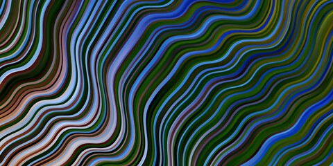 Light Blue, Yellow vector template with curved lines. Abstract gradient illustration with wry lines. Pattern for ads, commercials.