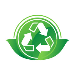 Unique recycle sign in green eco style - vector symbol for package marking, logo or icon template - vector ecological environment protection sticker