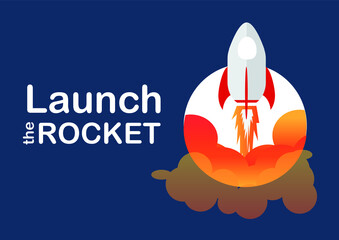 Fototapeta premium Rocket shuttle icon with launch smoke effect