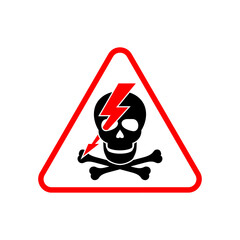 Danger high voltage - attention sign for electric switchboard and powerlines with lightning through the skull - caution signboard