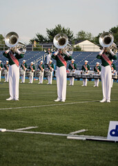 Group of people playing  in a marching band