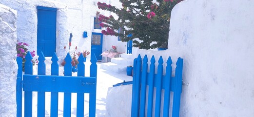 greek flag in santorini greece
