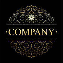 Retro vintage luxury logo template with floral elegant calligraphic elements.