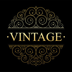 Retro vintage luxury logo template with floral elegant calligraphic elements.