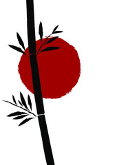 Red sun of Japan. Vector tourist poster of the country of Japan.