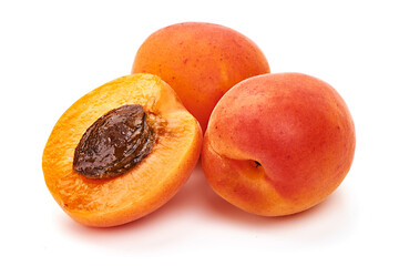 Naklejka na ściany i meble Sweet apricots with juicy half, ripe nectarines, isolated on white background