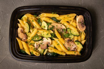 Healthy mushroom pasta ready to go