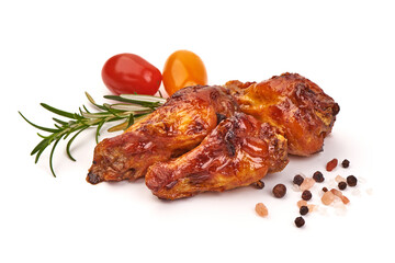Grilled Chicken wings buffalo, american dishes, isolated on white background