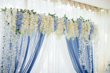 Modern decorated wedding arch, for wedding ceremony. Decor, wedding