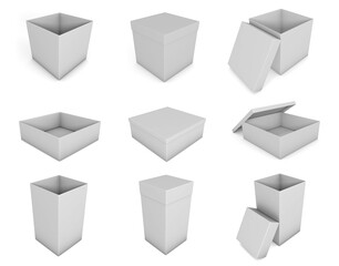 3D mock up render cardboard boxes 