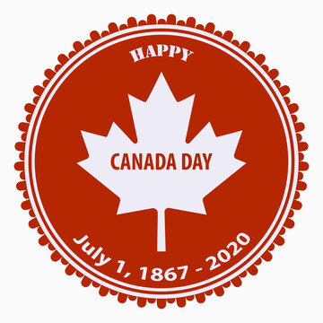 Maple leaf - red round icon - vector. Happy Canada Independence Day