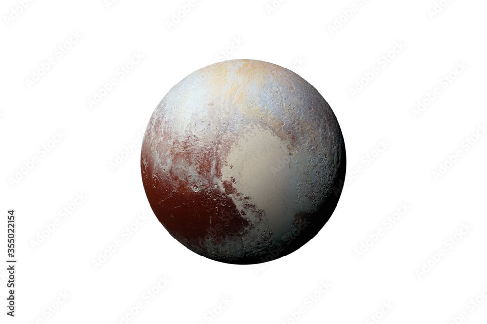 Wall mural planet pluto in the starry sky of solar system in space. this image elements furnished by nasa.