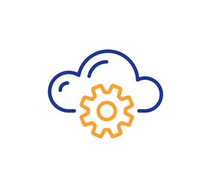 Cloud computing process line icon. Internet data storage sign. File hosting technology symbol. Colorful thin line outline concept. Linear style cloud computing icon. Editable stroke. Vector