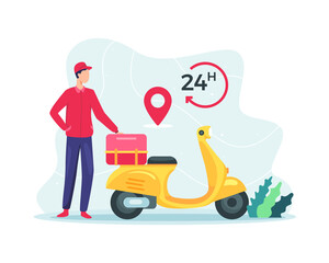 Fast delivery package by scooter