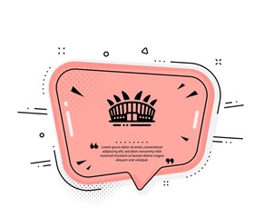 Arena stadium icon. Quote speech bubble. Sport complex sign. Championship building symbol. Quotation marks. Classic arena stadium icon. Vector