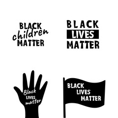 Black lives matter vector quotation poster to support movement of activists against racial discrimination, violence, protest for african american people, for human rights and freeedom, silhouette text