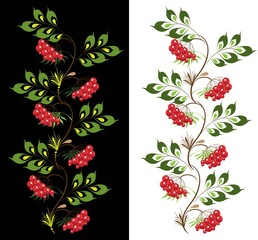 Delicate ornament viburnum. Vector Ukrainian ornament