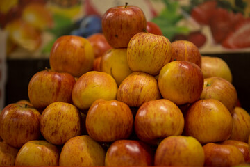 Group of red apples on the table