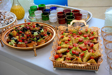  Variety of traditional Moroccan sweets. Holiday. Events
