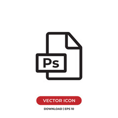 Ps file icon vector. Ps document sign