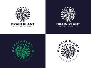 Creative Natural Brain Plant Tree Ecology Logo Design Inspiration