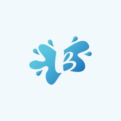 Negative Space B letter logo icon in water splash shape vector design template