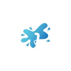 Negative Space J letter logo icon in water splash shape vector design template