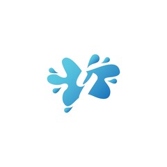 Negative Space Y letter logo icon in water splash shape vector design template