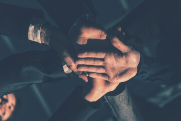 close up. young business people joining their palms together.