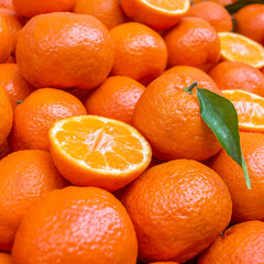 Lot of mandarin orange/Mandarins, selective focus
