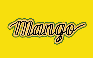Mango. Handwritten lettering text. Name of fruit. Lettering illustration