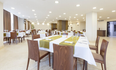 Interior design in green and brown colors