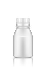 Plastic jar mockup isolated on white background. Packaging design. Blank sport or dietary nutrition, healthcare or medicine bottle template. 3d realistic vector illustration