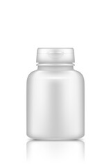 Plastic jar mockup isolated on white background. Packaging design. Blank sport or dietary nutrition, healthcare, medicine or dry products bottle template. 3d realistic vector illustration