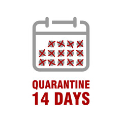 Quarantine 14 Days Calendar Icon. Vector Image.
