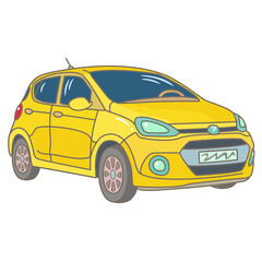 Yellow car hatchback vector on white background