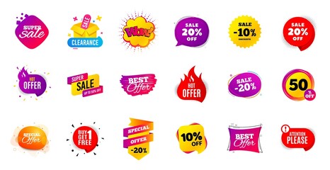 Sale banner tags. Discount price badge. Promotion coupon templates. Black friday shopping icons. Best offer badge. Cyber monday sale banner. Price offer icons. Discount templates. Vector