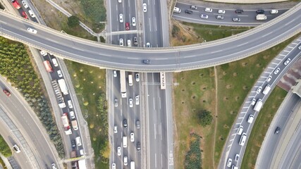 This beautiful roundabout is a top view shot by drone in downtown of istanbul, Turkey. This show...