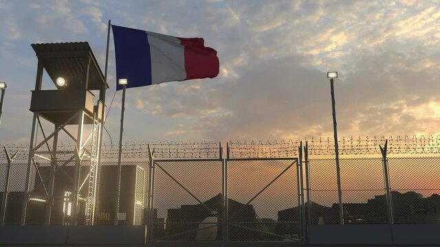 Flag of France at military base