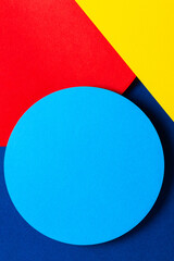 Abstract colored paper texture background. Minimal geometric shapes and lines in light blue, navy,...