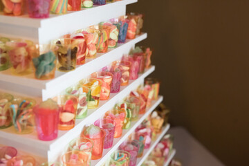 Fototapeta na wymiar Tower of gummy sweets
