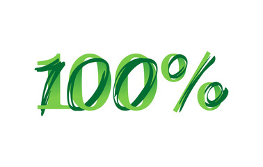 100 digits with combination of font and drawn strokes - creative green decoration element