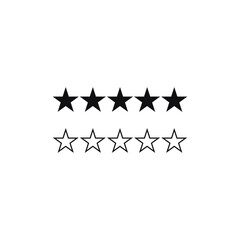 Five star icon vecor. Filled and outline rating stars sign