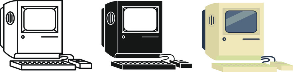 retro computer icon , vector