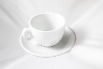 Floating  coffee cup over white background