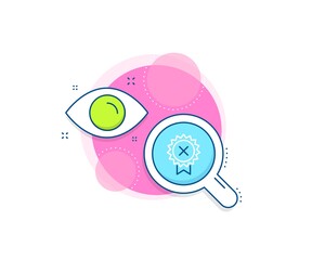 Decline award sign. Research complex icon. Reject medal line icon. Analytics or analysis banner. Reject medal sign. Vector