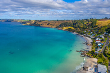 Aerial view of Boat Harbour beach at Tasmania, Australia