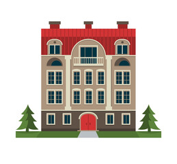 Urban architecture in flat style. Vector illustration of a city building