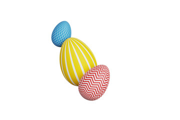 Isolated colorfull 3d render Easter Egg composition