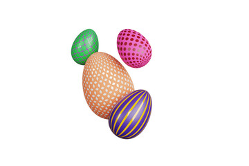 Isolated colorfull 3d render Easter Egg composition